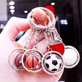 3D Mini rotierende Basketball Fußball Schlüssel bund Trikot Bierflaschen öffner Sport Schlüssel ring