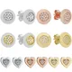 925 Sterling Silber Ohrring Rose Gold zweifarbige Signatur Herz Ohrring mit Kristall für Frauen DIY