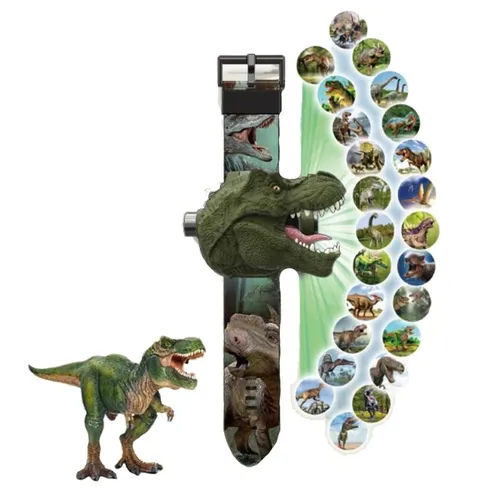 Montessori Armbanduhr Spielzeug Cartoon Dinosaurier Projektor Spielzeug elektrische Uhr Hand