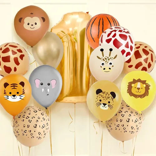 10 teile/satz Karton Wildtier Muster Luftballons für Wildtier Dschungel Safari Themen alles Gute zum
