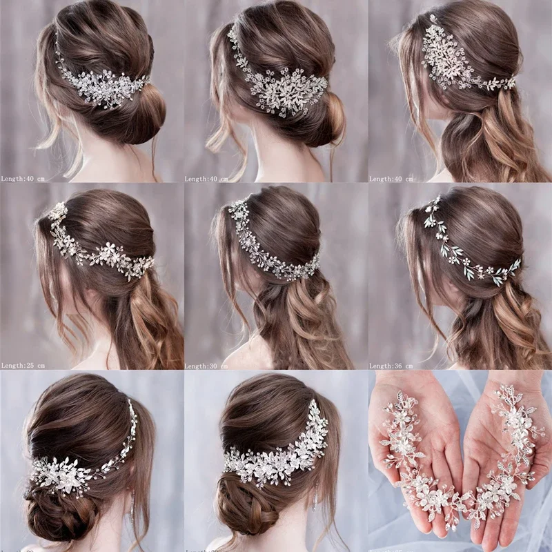 Luxuriöse Blumen-Stirnbänder, Tiaras, Hochzeit, Haarschmuck für Frauen, Braut-Haarschmuck, Braut-Stirnband, Kopfschmuck, Party-Haarband Image