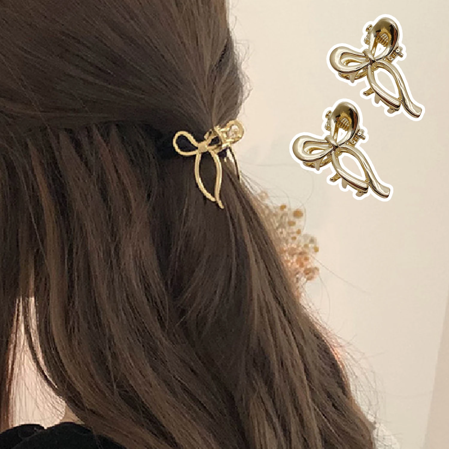1/2 stücke Kleine Fliege Haar Klaue frauen Mode Süße Haar Clip Metall Solide Frauen Mini Pony Krabben Clip haarnadel Haar Zubehör Image