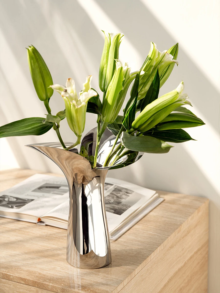 Nordic Designer Vase Dekoration Hause Luxus Edelstahl Große Vase für Blumen Wohnzimmer Dekor Hochzeit Skandinavische Geschenke Image
