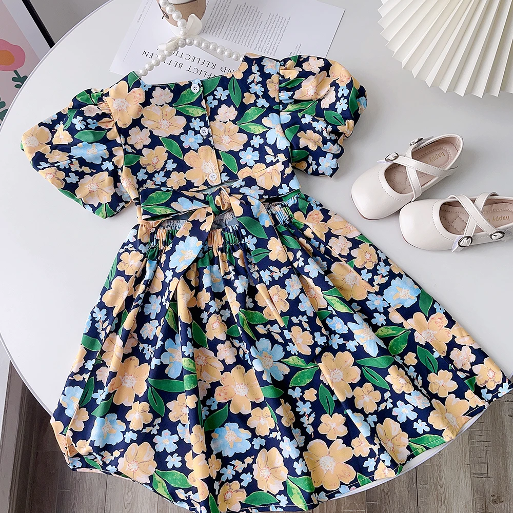 Mädchen Kleider Sommer neue Mädchen Puff ärmel Blumen kleid Mode Kleid Geburtstags feier Prinzessin Kleid Vestidos 3-7 y Image