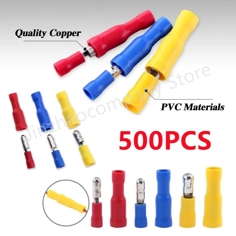 50-500PCS Verschiedene Weiblich Männlich Bullet Butt Stecker Isolierte Crimp Draht Terminals Schnell Splice Verdrahtung Kabel Stecker für 22 ~ 10AWG Image