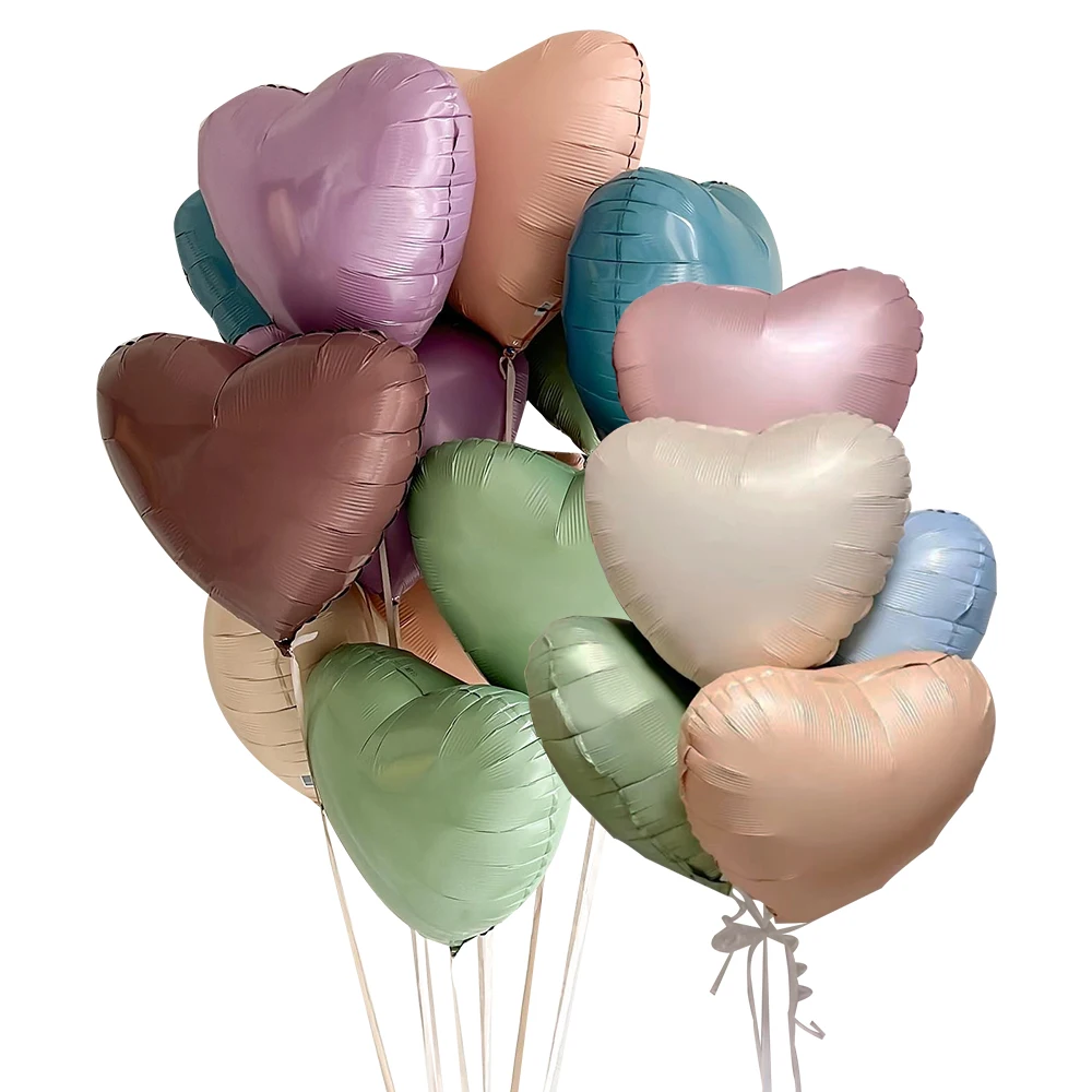 3/5pcs18inch Herz Folienballons Vintage Rosa Grün Herz Ballons für Erwachsene Kinder Geburtstag Hochzeit Party Dekoration DIY liefert Image