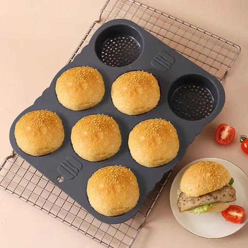1pc Silikon brotform 8 Hamburger Brot Backblech leicht zu entfernen Form Küche Baguette Werkzeug
