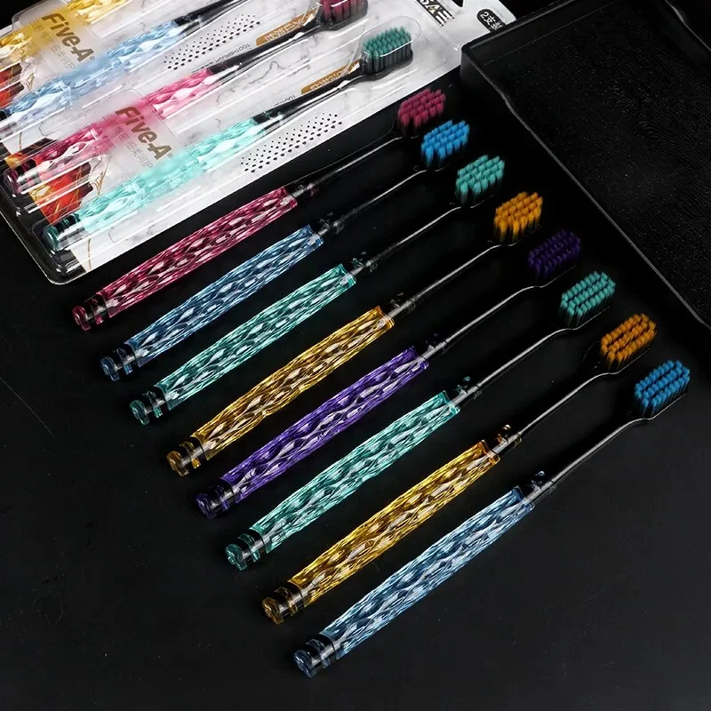 8 teile/satz vulkanische Holzkohle bürste Seiden zahnbürste mit weichen Borsten, hochwertige Zahnbürste für Männer und Frauen liebhaber für Erwachsene Image