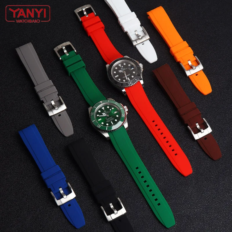 Hohe-qualität Gummi armband 18mm 20mm 22mm armband für omega moonswatch seiko rolex tissot tudor uhr band curved end uhr strap Image