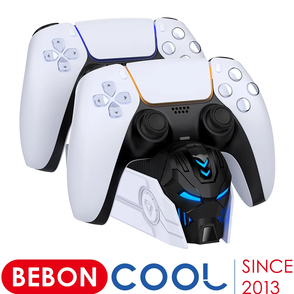 BEBONCOOL Dual-Schnellladegerät für PS5, kabelloser Controller, Ständer für Sony PlayStation 5, Gamepad, DualSense-Controller, Ladestation Image