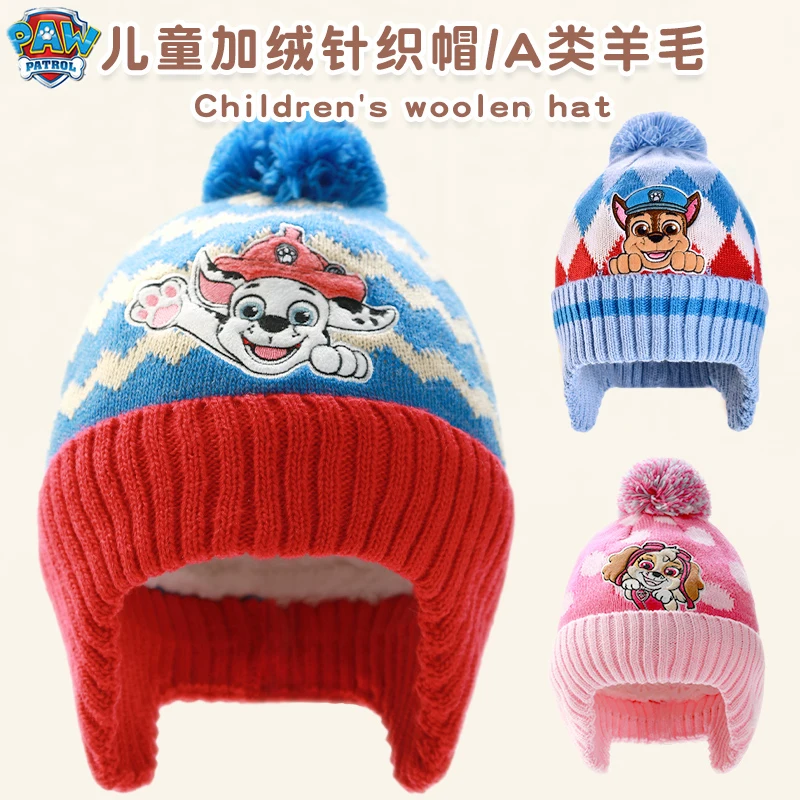 Echte PAW Patrol Chase Skye Marshall Kinder Cartoon Kappe Animation Junge Mädchen Winter Gehörschutz Mützen Hut Atmungsaktive Kappen Image