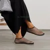 Mesh Sexy Strass Sandalen Hohl Flache Sommer Frauen Schuhe Schwarz Braun Atmungs Mode 2024 Neue