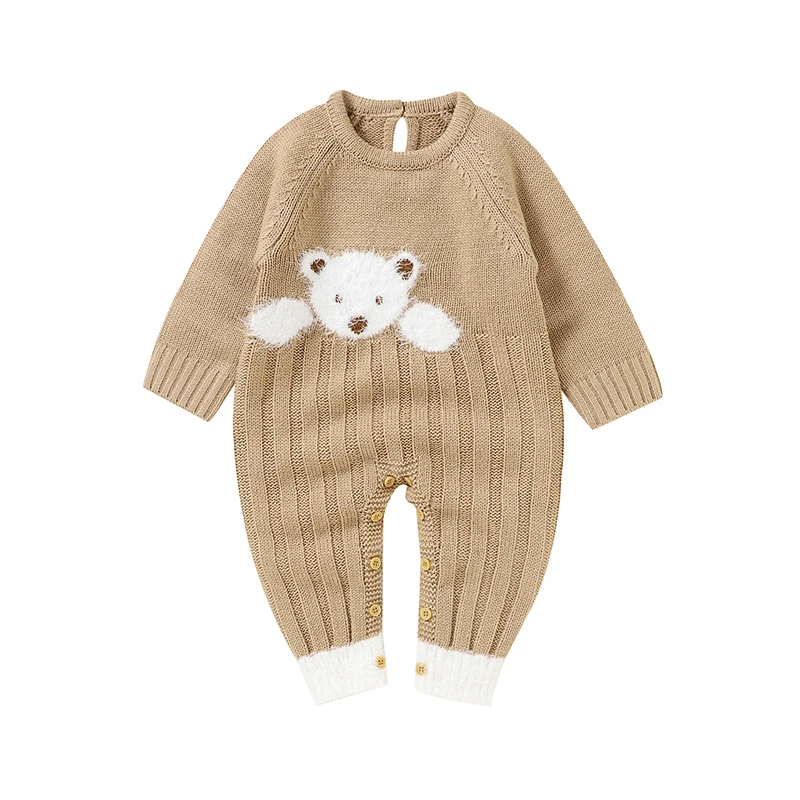 Baby Strampler Gestrickte Frühling Herbst Langarm Neugeborenen Jungen Mädchen Overalls Playsuits Ein Stück Winter Kinder Overalls Image