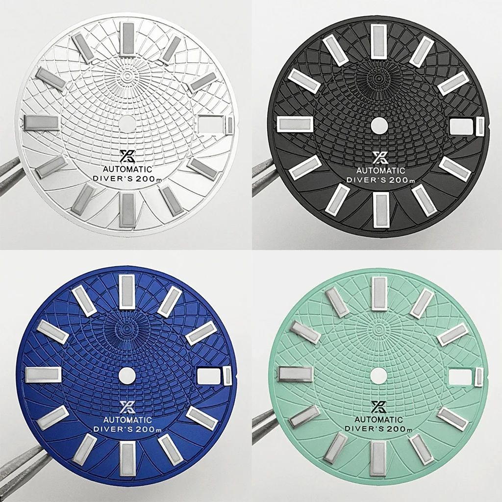 28,5 mm schwarz blau grün Zifferblatt grün leuchtend für NH35/NH35A/4R/7S Uhrwerk Zifferblätter Ersatzteile