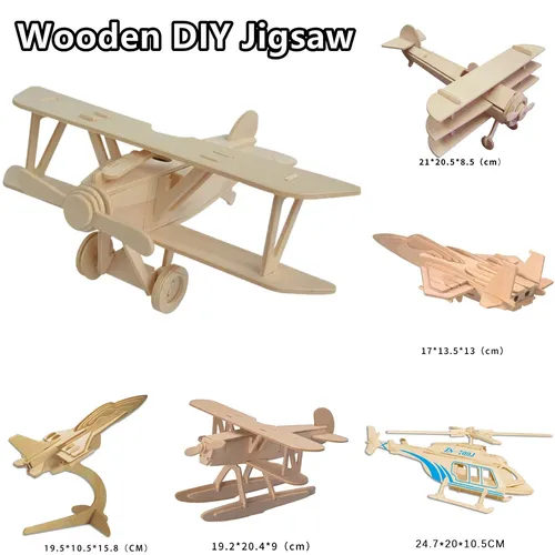 Holz DIY Puzzle Handgemachte Montieren Malerei Flugzeug Flugzeug Modell Spielzeug für Kinder