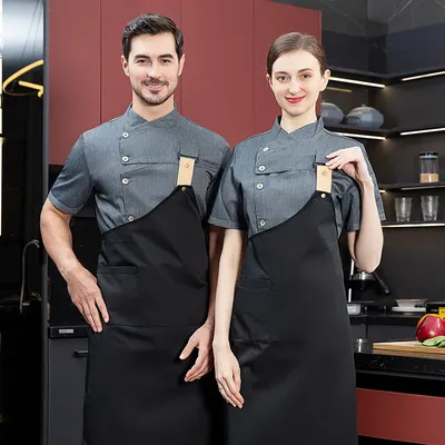 Kurzarm Koch Uniform Männer Frauen Restaurant Kellner Kleidung Küche Koch Jacke und Schürze