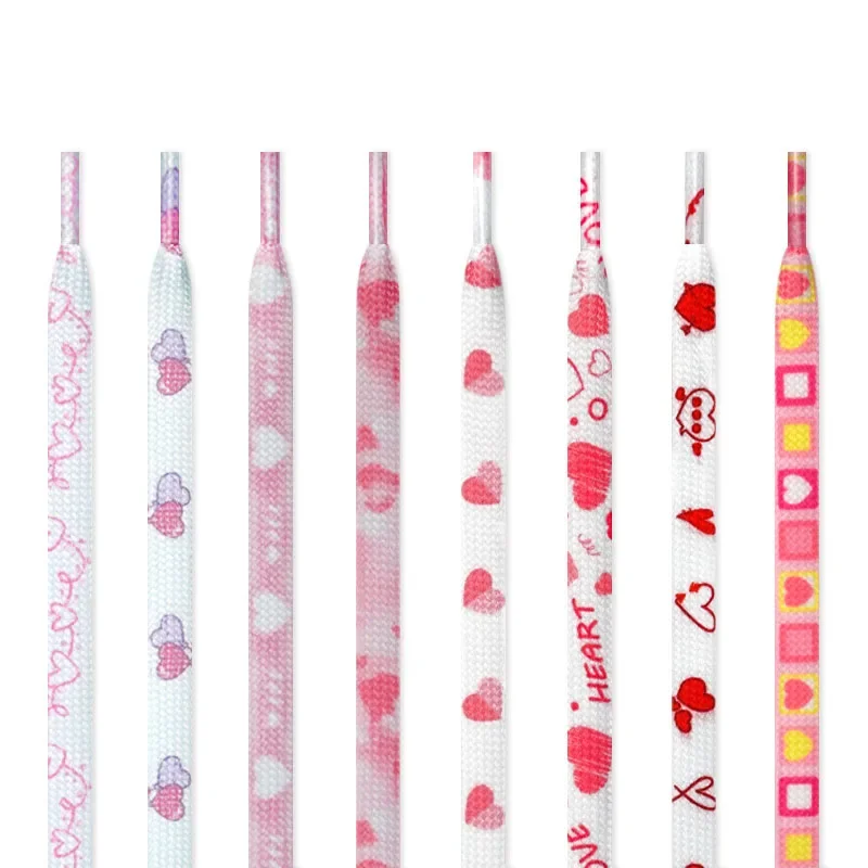 Flache Herz-Schnürsenkel Personalisierte Valentinstag Rosa Liebes-Schnürsenkel für Paare Hohe Canvas-Sportschuhe Schuhbänder