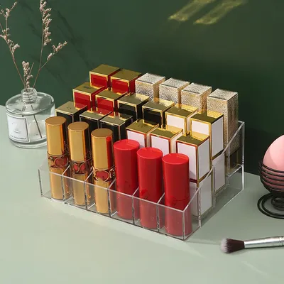 1 Stück 24 Gitter Lippenstift Box Acryl Make-up Organizer Aufbewahrung sbox Lippenstift Nagellack Display Stand halter Kosmetik Organizer Box
