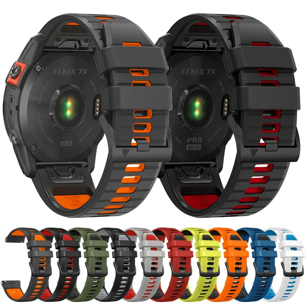 22 26 MM Silikon Armband Armband Für Garmin Fenix 7 7X 6X 6 Pro 5 5X Plus Epix Gen2 Enduro 2 Armband QuickFit Release Bracele Image