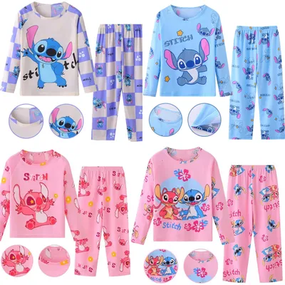 2 teile/satz Neue HEIßE Disney Stich Kinder Pyjamas für Jungen und Mädchen Sets Kid Hause Tragen