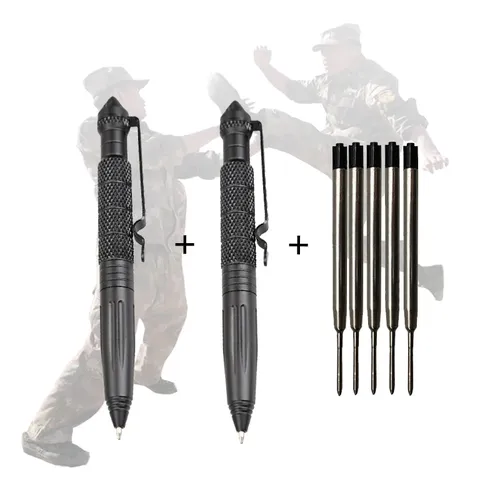 2 PCS Verteidigung Tactical Pen Luftfahrt Aluminium Anti-skid Military Tactical Pen Glas Breaker