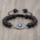 Türkische Blau Bösen blick Armbänder Schwarz Lava Tiger Eye Stein Perlen Armband Schmuck