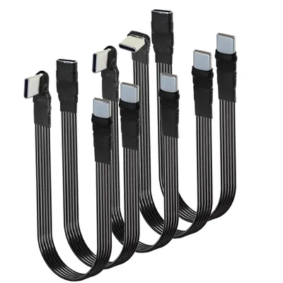 50 cm Typ C auf USB-C 90 ° Abgewinkeltes Adapterkabel Powerbank flexibles Kabel PD-Kabel Ladekabel USB C gebogenes flaches Silikonkabel Image