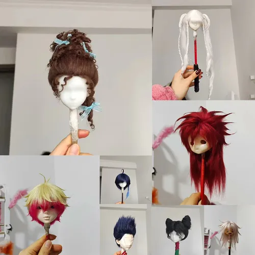 Puppe bunte Perücke für ob11 bjd Puppe Haar Perücke Anime Puppe gefälschte Haar Perücke Dekoration