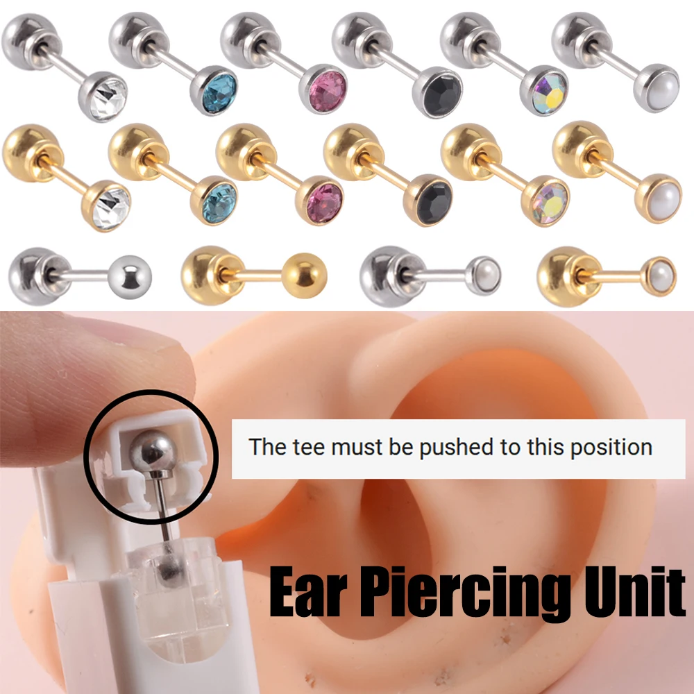 1PC Einweg Sicherheit Ohr Piercing Gun Gerät Kristall Perle Nickel Kostenloser Stud mit Ball Verschluss Körper Piercing Schmuck geeignet Baby Image