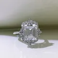 Neue S925 Sterling Silber Rechteck Weiß Diamant Ring 8*10 Luxus Set 6 Karat Diamant Ring 5A Zirkon