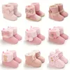 Baby Herbst/Winter Rosa Schnee Stiefel 0-18M Mädchen Baby Warme Baumwolle Schuhe Einfarbig Erste Wanderschuhe kinder Schuhe