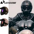 Uchoose Leder Retro Motorrad Helm offenes Gesicht Helm Roller Helme Chopper Casco Moto Vespa Vintage