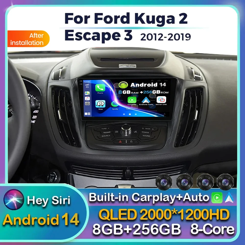 Android 14 Auto Radio Für Ford Kuga 2 Escape 3 2012 2013 2014 2015 2016 2017-2019 Stereo multimedia-Player 2din Carplay Auto DSP Image