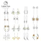 Lotus Spaß echte 925 Sterling Silber Blätter Blume Tropfen Ohrringe für Frauen Drops hip Großhandel