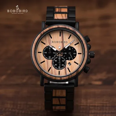 BOBO BIRD Quarzuhr für Männer Luxus Herrenuhren Holz Stoppuhr Datumsanzeige Chronograph Armbanduhren