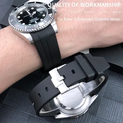 Gebogenes Ende 19mm 20mm Fluor kautschuk fkm Uhren armbänder für Submariner Daytona Rolex Gmt Fluor ubber Soft Watch Armband Zubehör Image