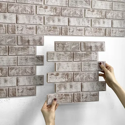 10 Stück 3d Tünche Ziegel schälen und kleben Wandfliesen selbst klebende Kunst ziegel Wand platte 3d Wanda uf kleber Backs plash Fliesen Aufkleber Image