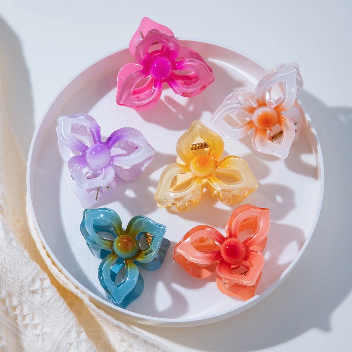 Blume Perle Mini Greifer Haar Klaue Haar Zubehör Menge Verschluss Lilie Süßigkeiten Farbe Haar Ornament Pfanne Haar Pferd Schwanz Clip Haarnadel Image