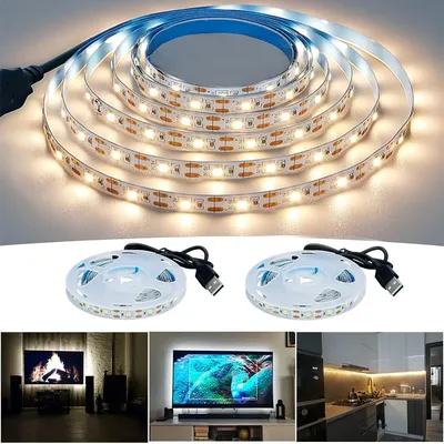 2–5 m DC 5 V USB-LED-Streifen, 2835, weiß, warmweiß, LED-Streifen, TV-Hintergrundbeleuchtung, Image