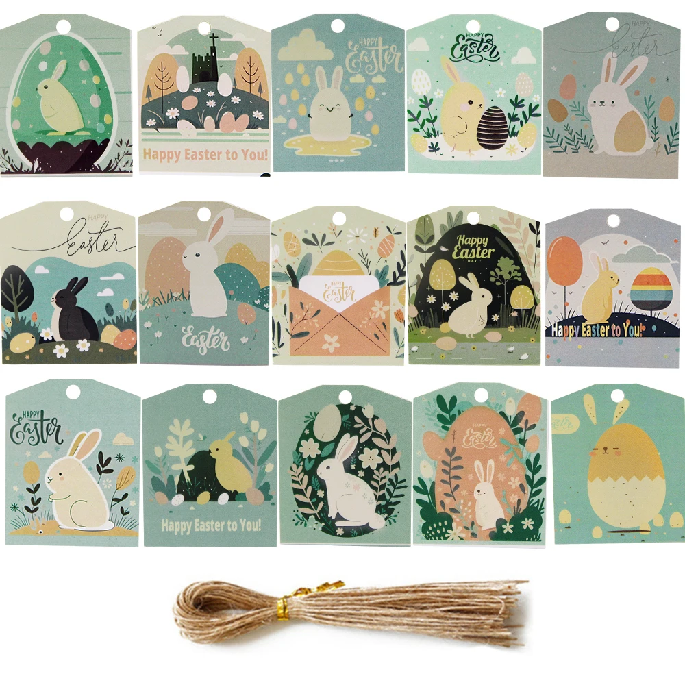 45 stücke Osterei hängen Tags Karton Vintage Ei Etiketten für glückliche Ostern Party hängen Dekorationen DIY Geschenke Verpackung Lieferungen Image