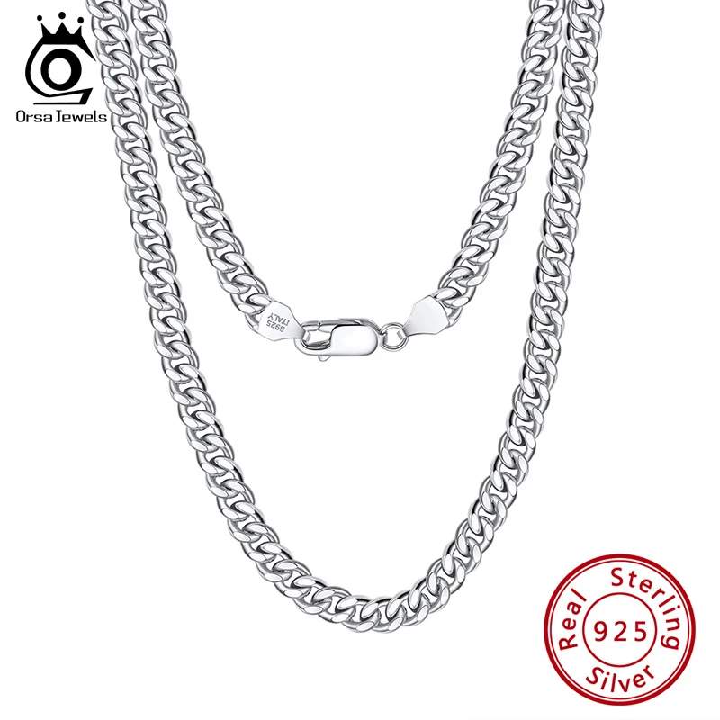 ORSA JUWELEN 925 Sterling Silber Grundlegende Punk Halskette für Männer Frauen Curb Cuban Link Kette Colliers Vintage Punk Junge Männliche geschenke SC37 Image