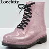 Frauen Regen Stiefel Transparent Wasserdichte Bunte Frühling Herbst Schuhe Regen Boot Frau Leopard Print Stiefeletten Große größe 40