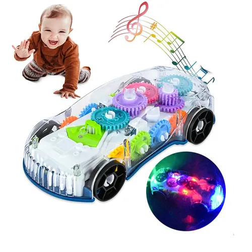 Babys pielzeug Kleinkind Polizeiauto Elektro fahrzeug Spielzeug Auto fahren transparente Zahnräder