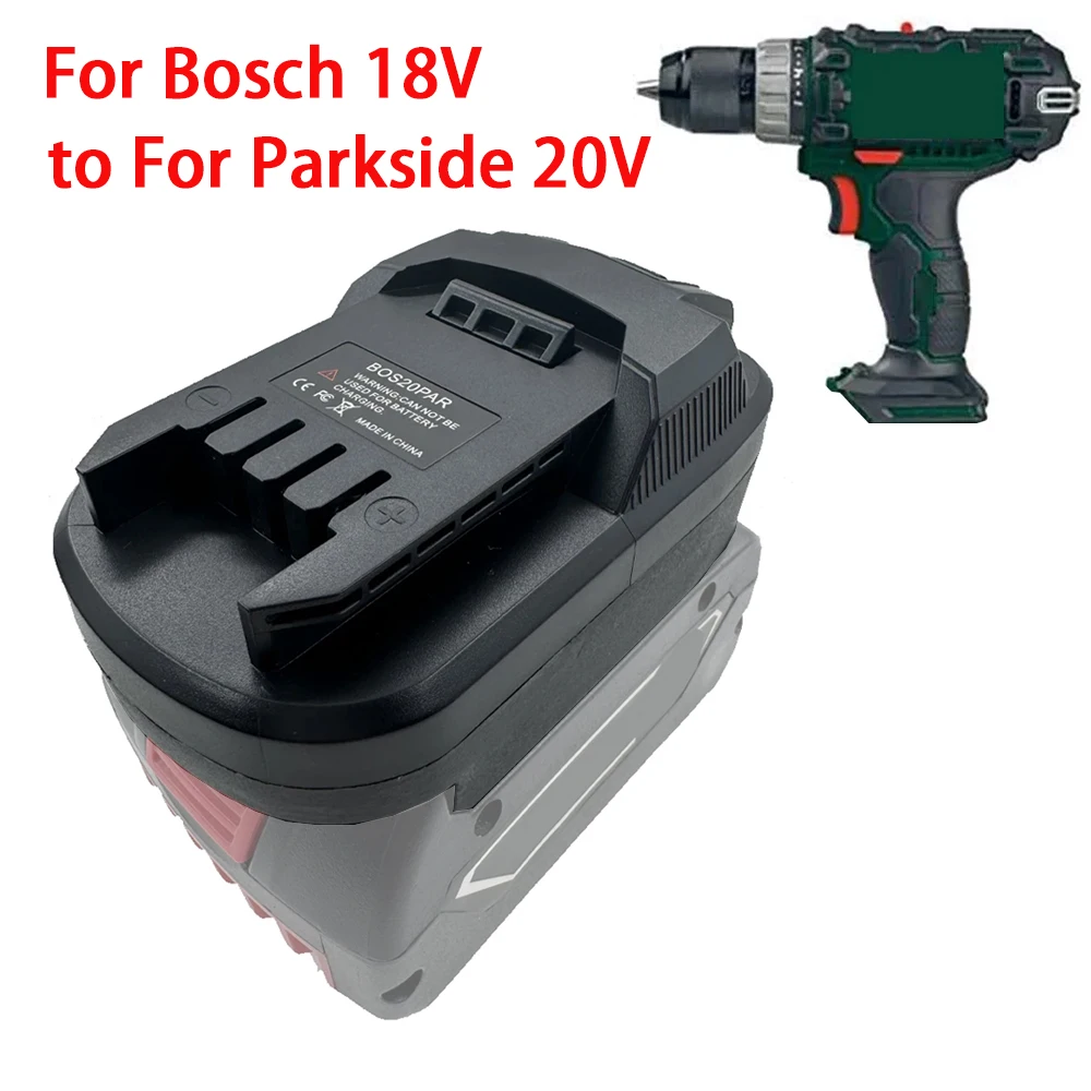 Adapter-Konverter für Bosch 18 V Li-Ionen-Akku BAT609 BAT618 für Parkside 20 V Akku-Elektrowerkzeuge. Verwenden Sie PAP20A1 Image