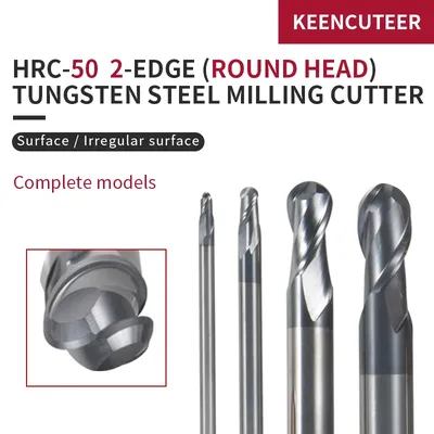 2 rand wolfram stahl ball end fräsen cutter HRC50 grad R 0,5mm R 1,25mm R4mm R6mm R10mm wolfram stahl fräser CNC werkzeug schaftfräser cnc machine for metal maschine werkzeug teile zubehör