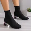 Frauen Schuhe Mode High Heels Strass Stiefeletten Bequeme Slip-on Sexy Stiefel Schuhe für Frauen