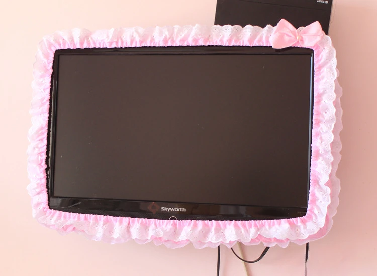 24-48 ZOLL Stoff TV Kreis Einschalten Ohne Ausziehen Staubschutz Monitor Bildschirm Home Dekorationen Staubschutz mit Gummizug Image