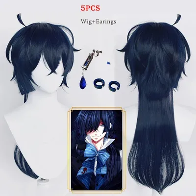 Anime Die Fallstudie von Vanitas Cosplay Perücke Vanitas No Karte Dunkelblaues Haar Ohrring Ohrclips Image