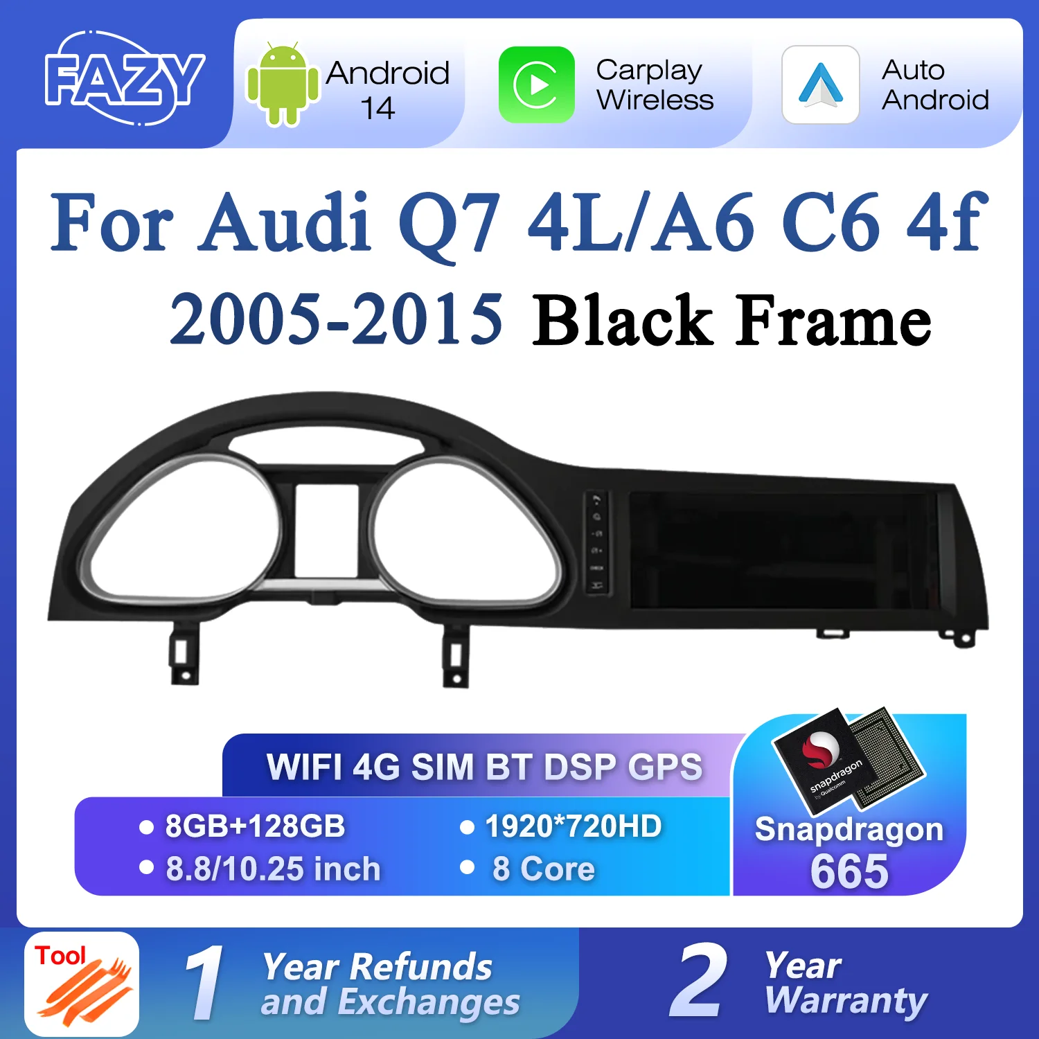 FAZY Android 14 Auto Radio CarPlay Für Audi A6 C6 4f Für Audi Q7 4L 2005-2015 MMI 2G 3G Multimedia Player GPS Navi Stereo DSP Image