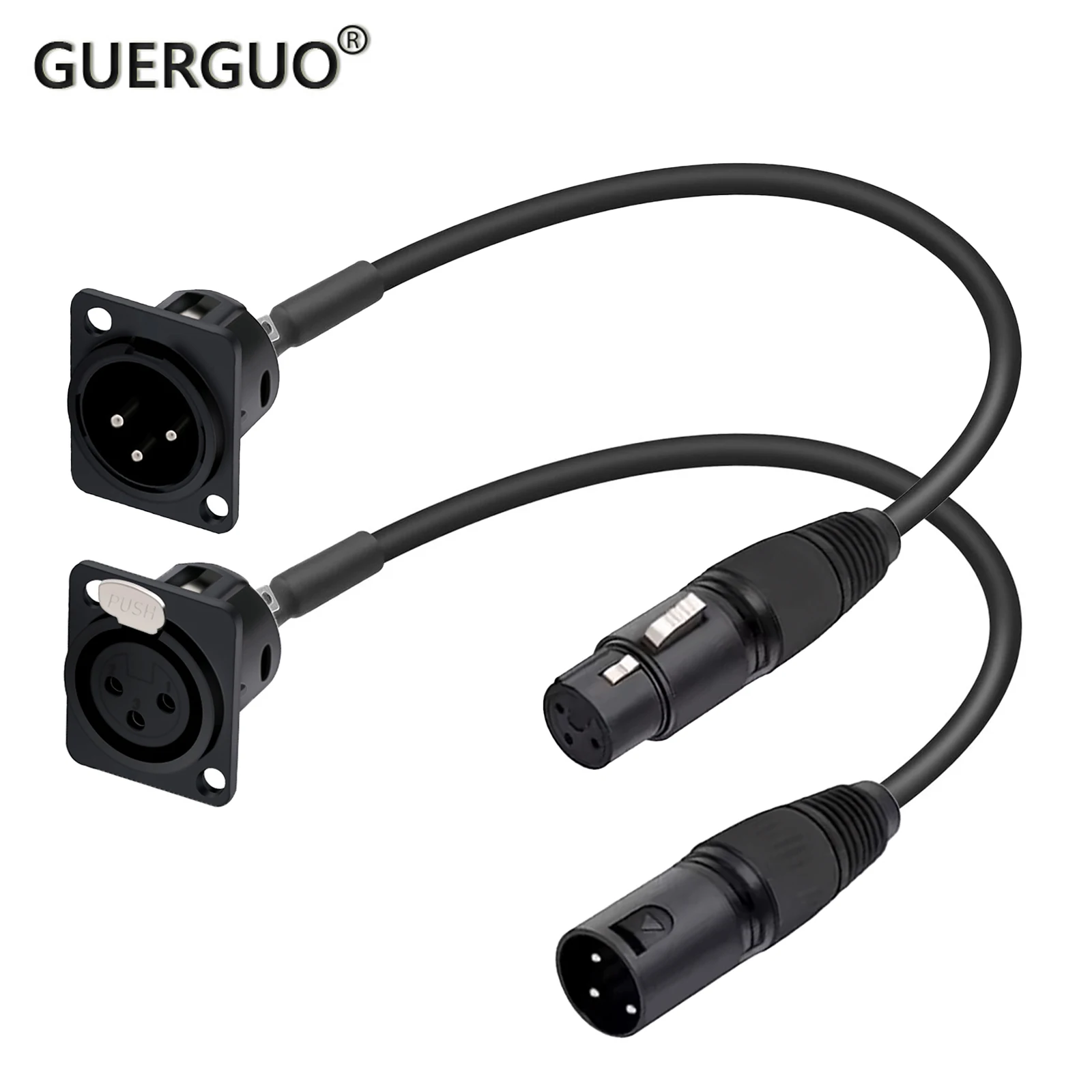 D-Typ XLR-Panelmontage auf XLR-Stecker, Durchgangskabel, 3-poliger XLR-Buchse auf Stecker-Konverter, kompatibel mit Mikrofon 0,3–15 m Image